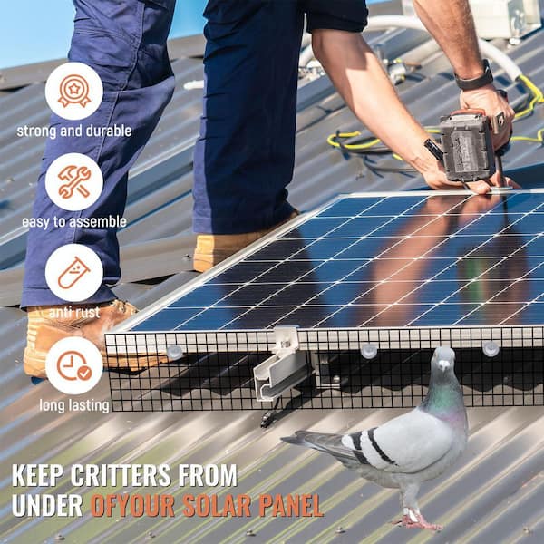 Solar Panel Bird 6 in. x 100 ft. PVC Coated Mesh with 70-Piece Stainless Steel Fasteners for Bird, Squirrel Proof
