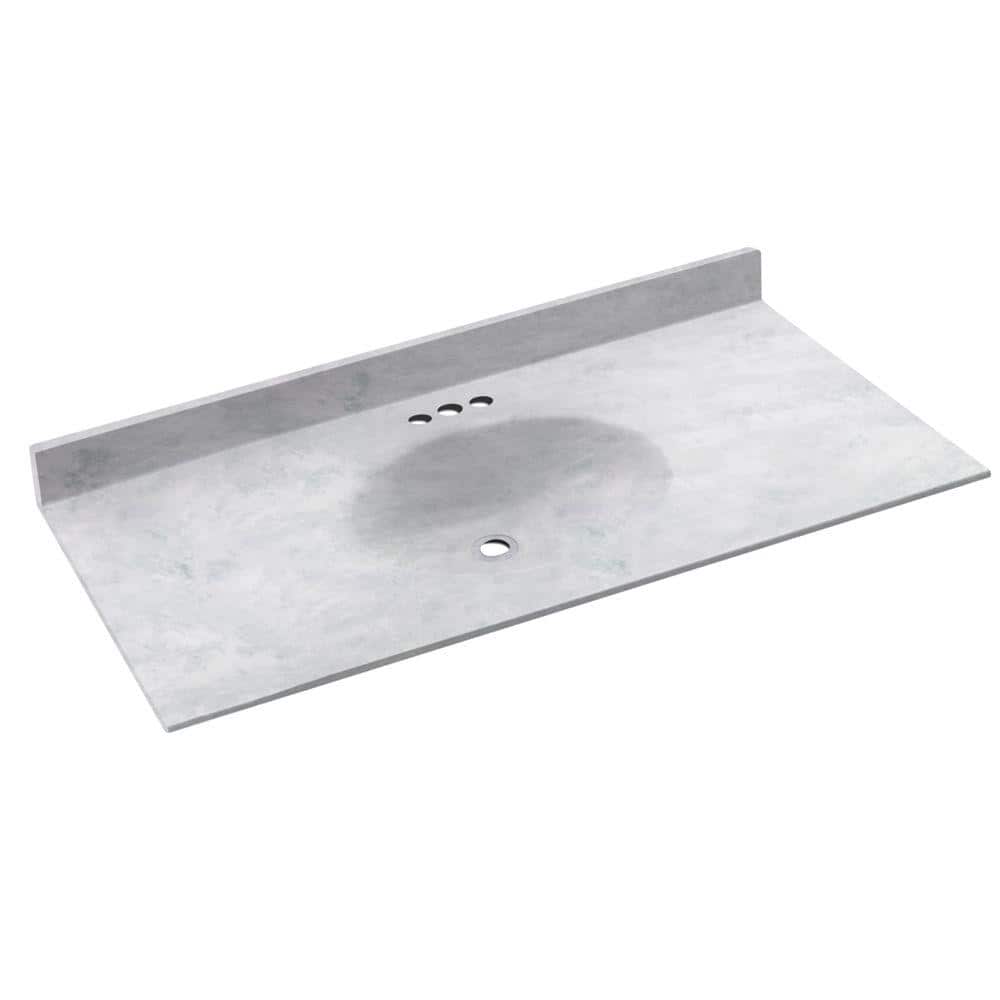 Ice Gray Solid Surface Single Sink Vanity Top with Backsplash