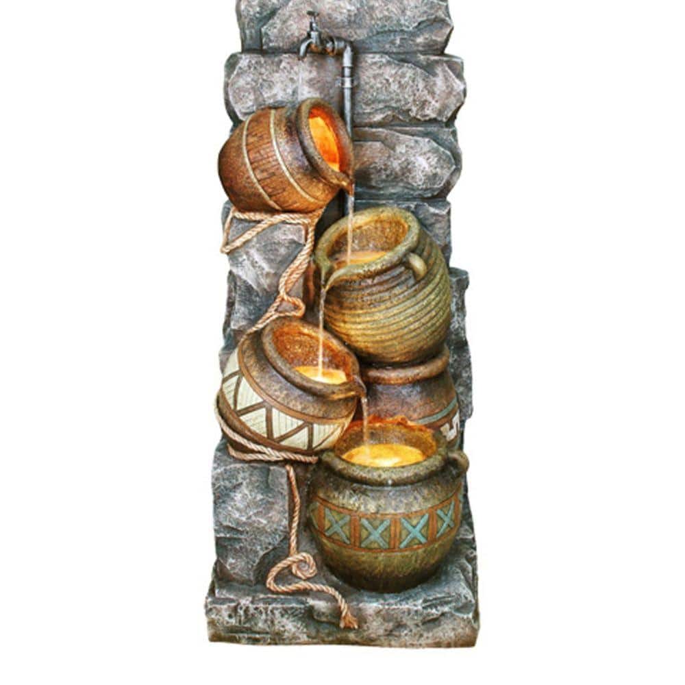 "43"" Tall Polyresin Indoor / Outdoor Fountain w/ LED Light, Potter Pitcher Design" price history on PriceWatchPro