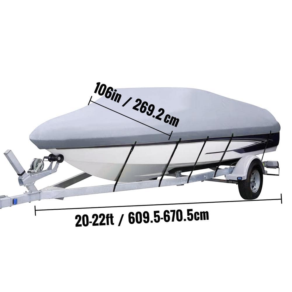 Marine-Grade 22' Gray PVC Coated Motor Boat Cover