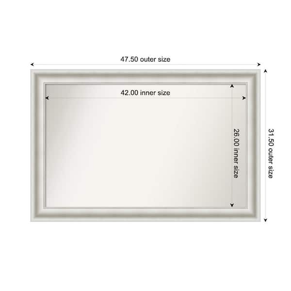 Amanti Art Parlor White 47.5 in. x 31.5 in. Custom Non-Beveled Recycled Polystyrene Framed Bathroom Vanity Wall Mirror