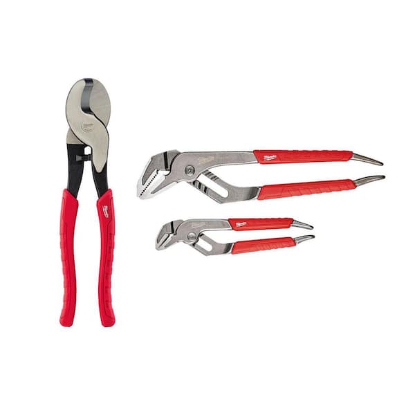 Comfort Grip Cable Cutting Pliers and 6" & 10" Comfort Grip Straight Jaw Pliers Set