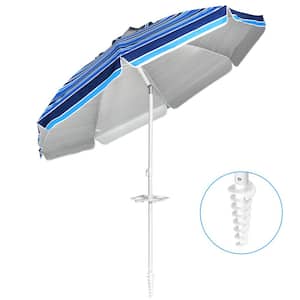 7.2 ft. Portable Outdoor Beach Umbrella with Sand Anchor and Tilt Mechanism in Navy