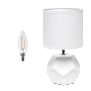 10.24 in. Round Geometric Prism Mini Table Lamp for Living Room, Bedroom, Office, LED Bulb Included, White