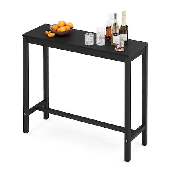 cozyman 45 in. Black Standard Rectangle Solid Acacia Wood Console Table Entryway Table Narrow Hall Table Sofa Table