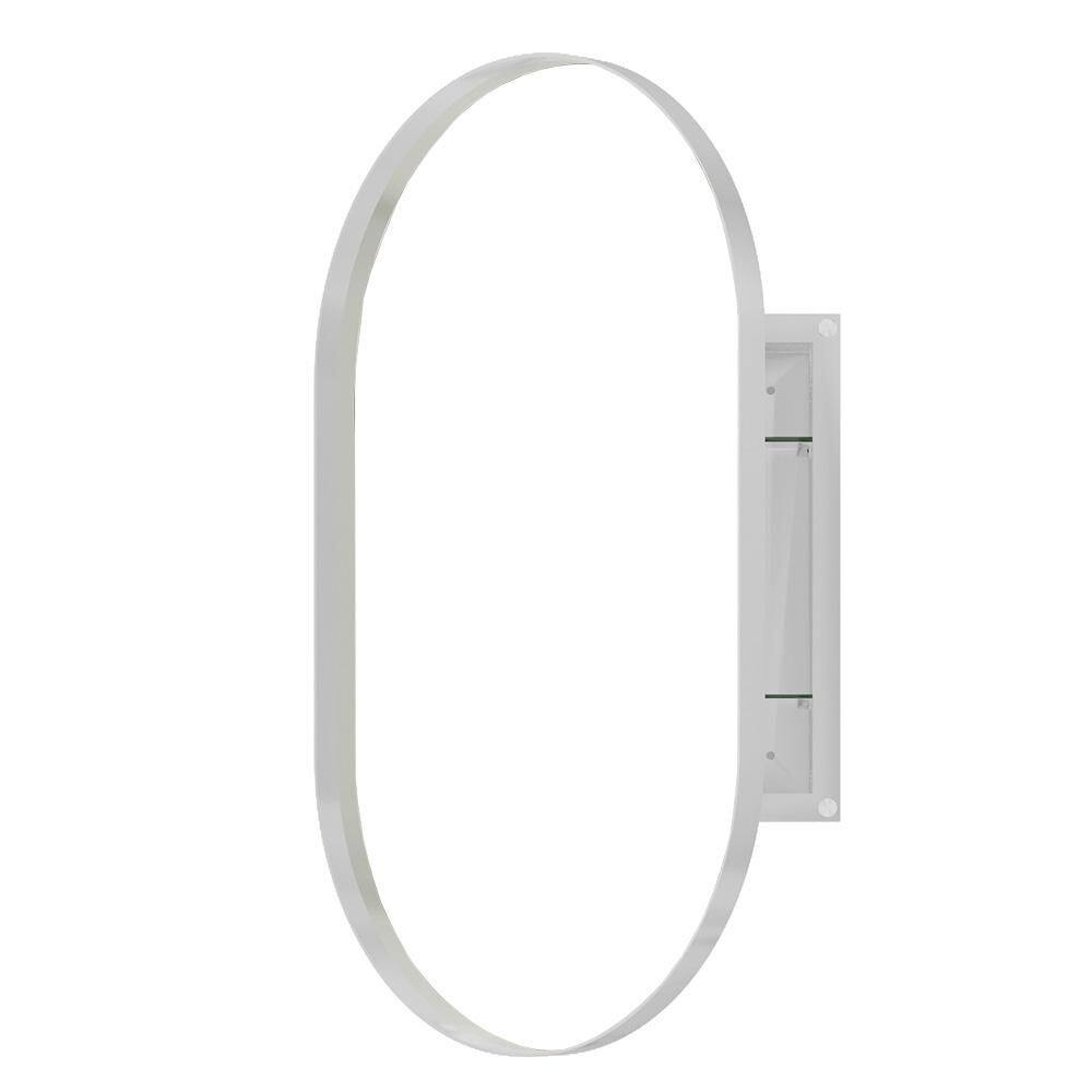 White 20.5 in. W x 33.5 in. H Coastal Oval Metal Framed Mirror Wall Mirror 