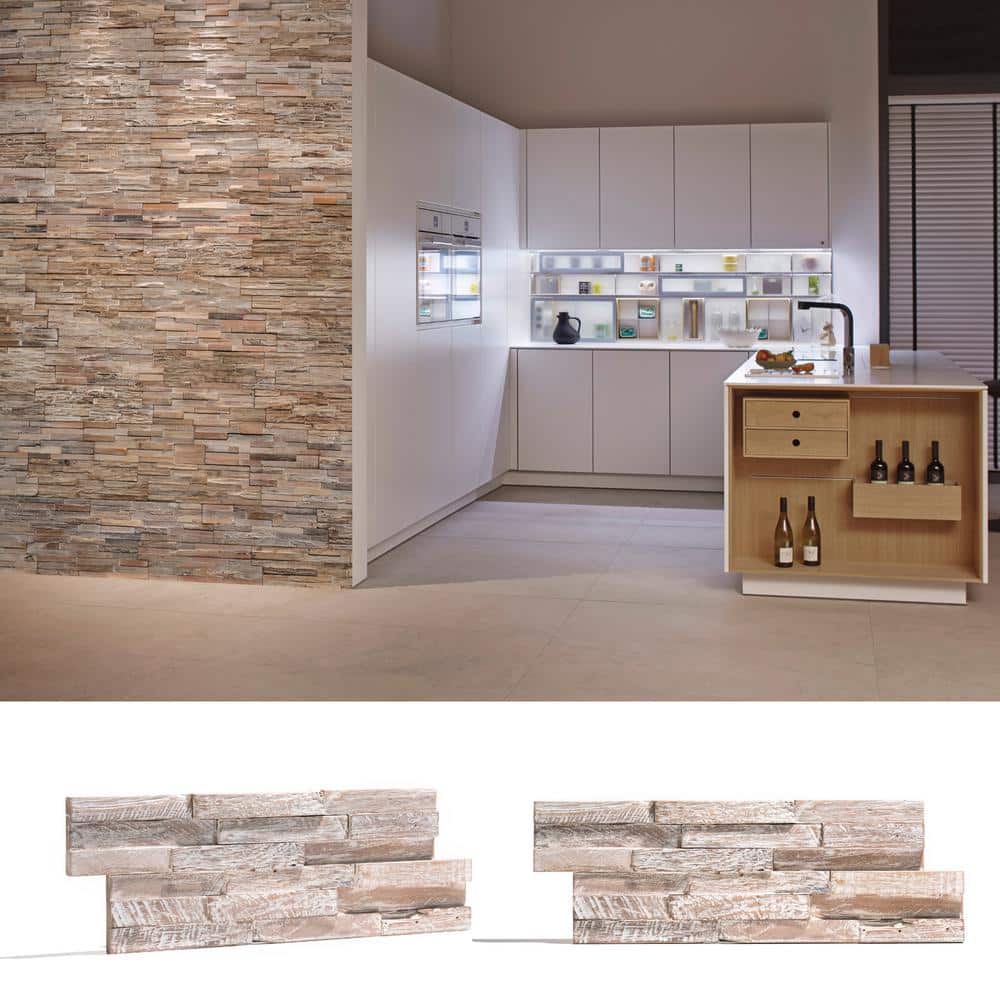Teak Whitewash 3D Textured Interlocking Wall Panels