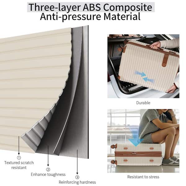 Merax Lightweight 4-Piece Cream Expandable ABS Hardshell Spinner