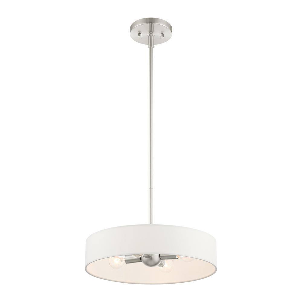Venlo 14" Brushed Nickel Drum Pendant with LED Lights