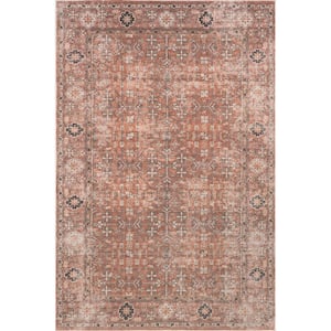 Evalina Traditional Cotton Machine Washable Brown Doormat 3 ft. x 5 ft. Area Rug