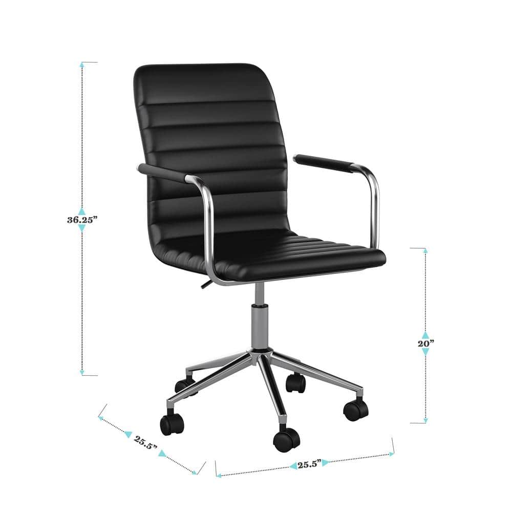 Black Faux Leather Executive Swivel Office Chair with Polished Nickel Frame