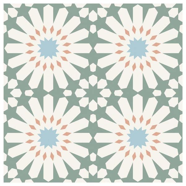 Green and White Floral 7.87 in. x 7.87 in. Vinyl Peel and Stick Backsplash 20-Pack