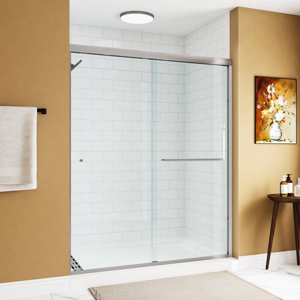 Oceanus 55"-59" Brushed Nickel Semi-Frameless Sliding Shower Door