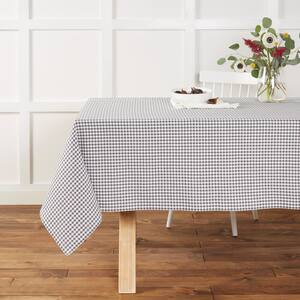 Woven 84 in. W x 60 in. L Gray Plaid Cotton Gingham Tablecloth