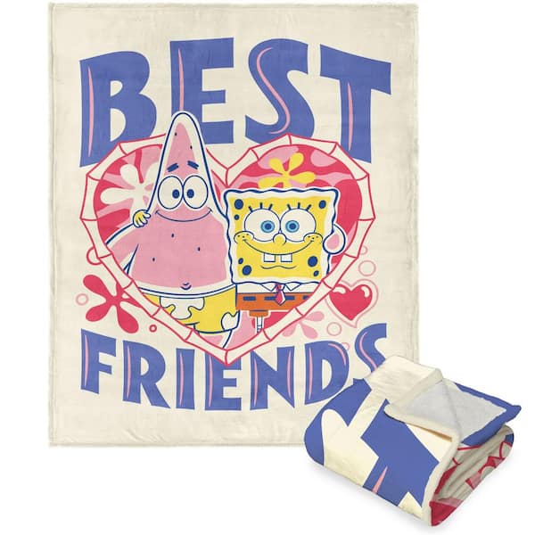 Nickelodeon Spongebob Best Friends Multicolor Silk Touch Sherpa Polyester Throw Blanket