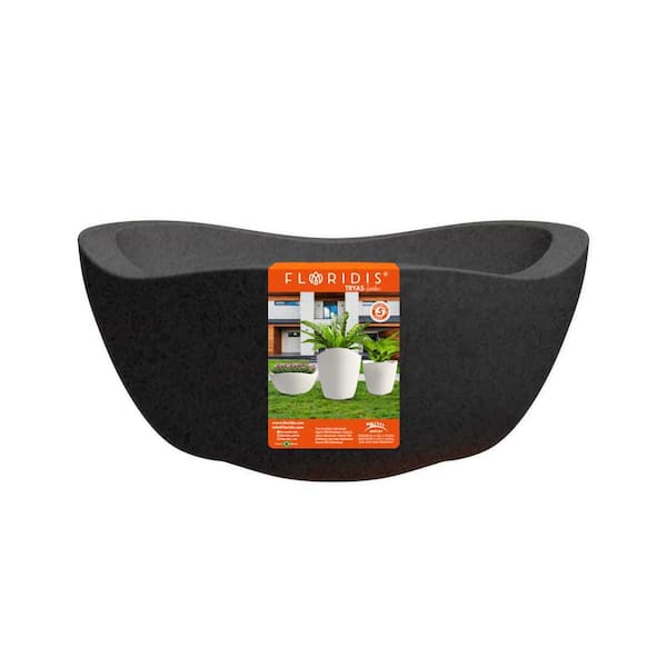 FLORIDIS 17.5 in. Tryas Black Plastic Bowl Decorative Pot (17.5 in. D x 8 in. H)
