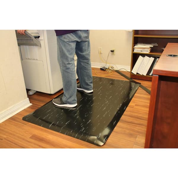 Marbleized Tile Top Anti-fatigue Mat 3 ft. x 10 ft. x 7/8 in. Black/White Commercial Mat