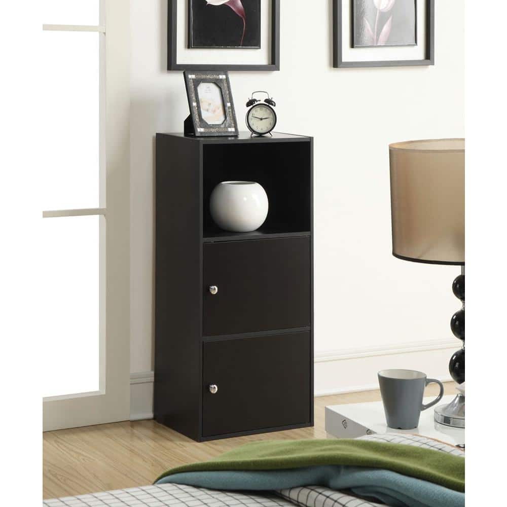 Black Modular Office Storage Cabinet with Chrome Knobs