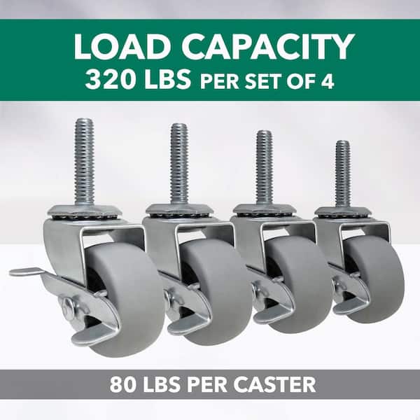 Everbilt 2 in. Gray Rubber Like TPR and Steel Swivel Threaded Stem