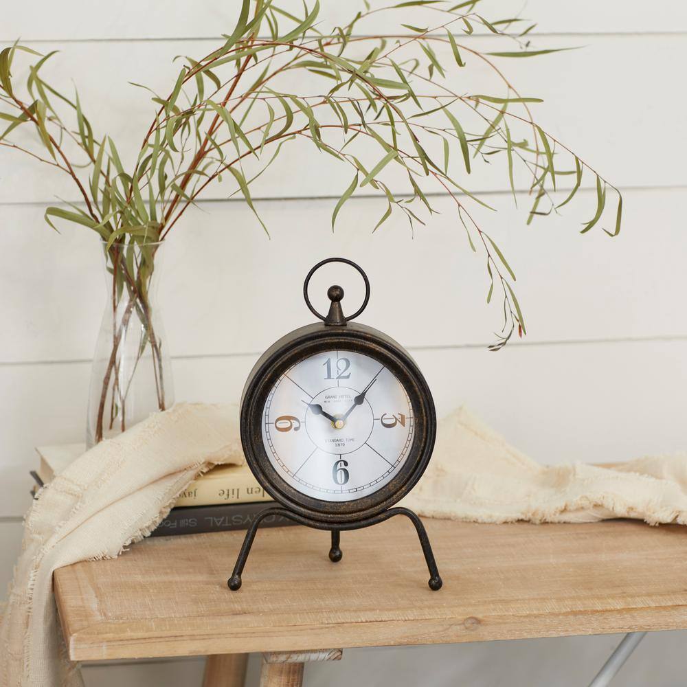 Brown Metal Standing Stopwatch Clock with White Face
