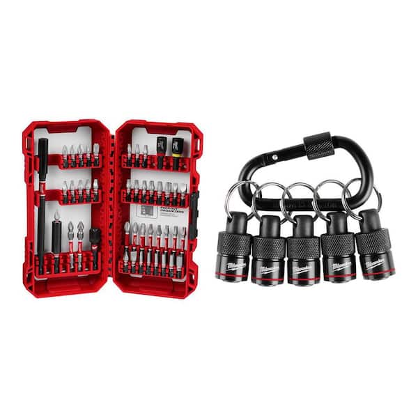 SHOCKWAVE Impact Duty Alloy Steel Screw Driver Bit Set (45-Piece) with 5-Piece Hex Bit Holder with Carabiner