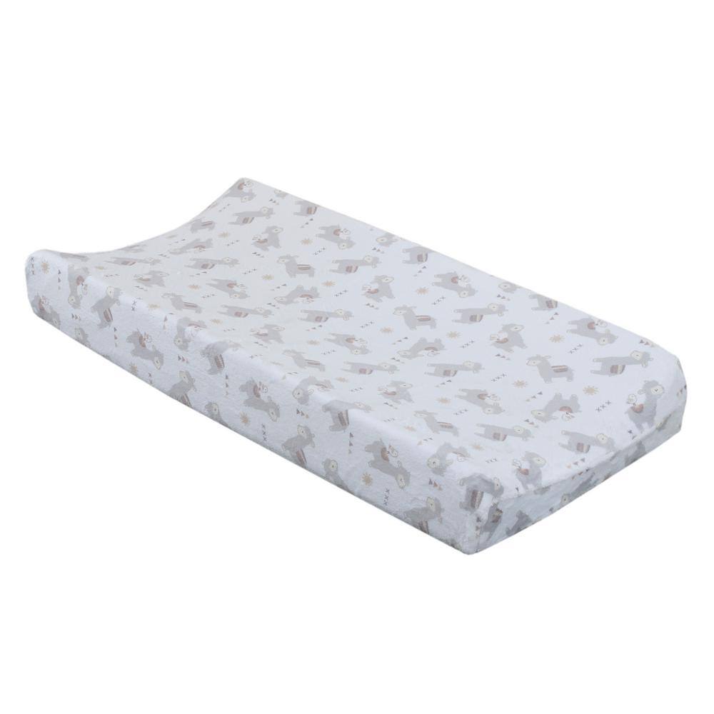 NoJo Mama's Little Llama Grey and White Super Soft Changing Pad Cover ...