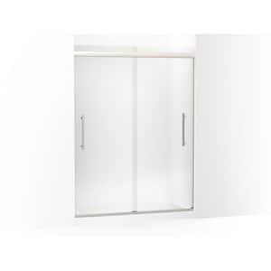 Pleat 55-60 in. x 79 in. Frameless Sliding Shower Door in Anodized Brushed Nickel with Frosted Glass