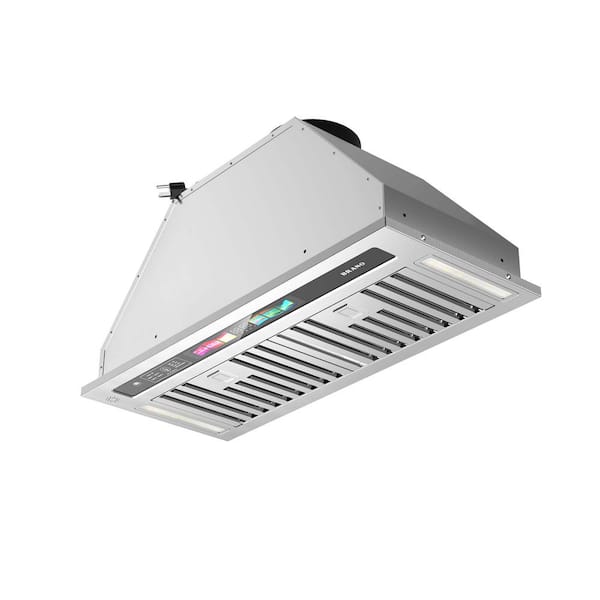 Unbranded 30 in. 900CFM Insert Range Hood in. Silver Stainless Steel with Voice, Gesture and Touch Control LED Lights