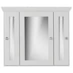 30 in. W x 27 in. H x 6.5 in. D Tri-View Surface-Mount Medicine Cabinet Rounded/Mirror in Dewy Morning