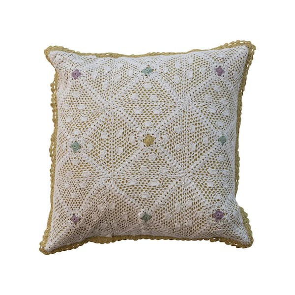 Multi Color Diamond Polyester 18 in. x 18 in. Throw Pillow