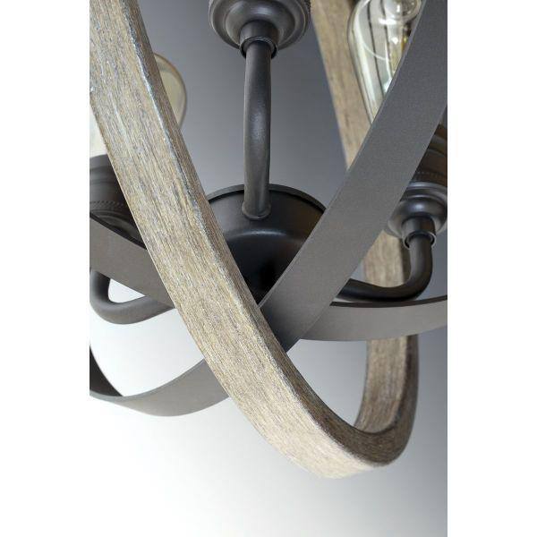 Graphite and Galvanized Steel Mini Pendant Light with Armillary Frame