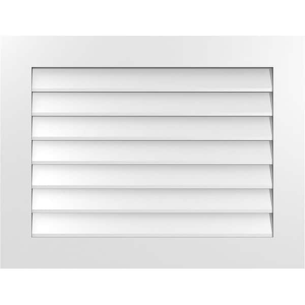 Ekena Millwork 34" x 26" Rectangular White PVC Paintable Gable Louver Vent Non-Functional