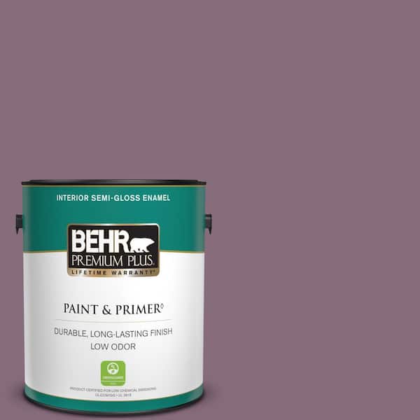 BEHR PREMIUM PLUS 1 gal. #S110-6 Plum Royale Semi-Gloss Enamel Low Odor Interior Paint & Primer