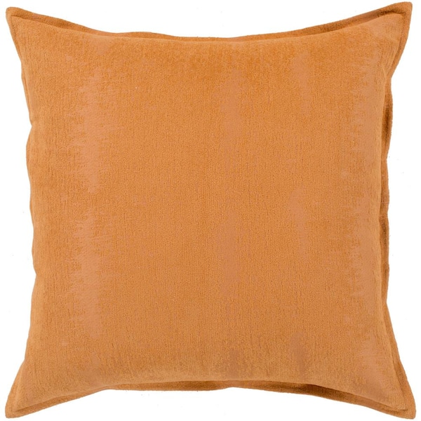 Livabliss Copacete 18 in. x 18 in. Orange Solid Polyester Standard Throw Pillow