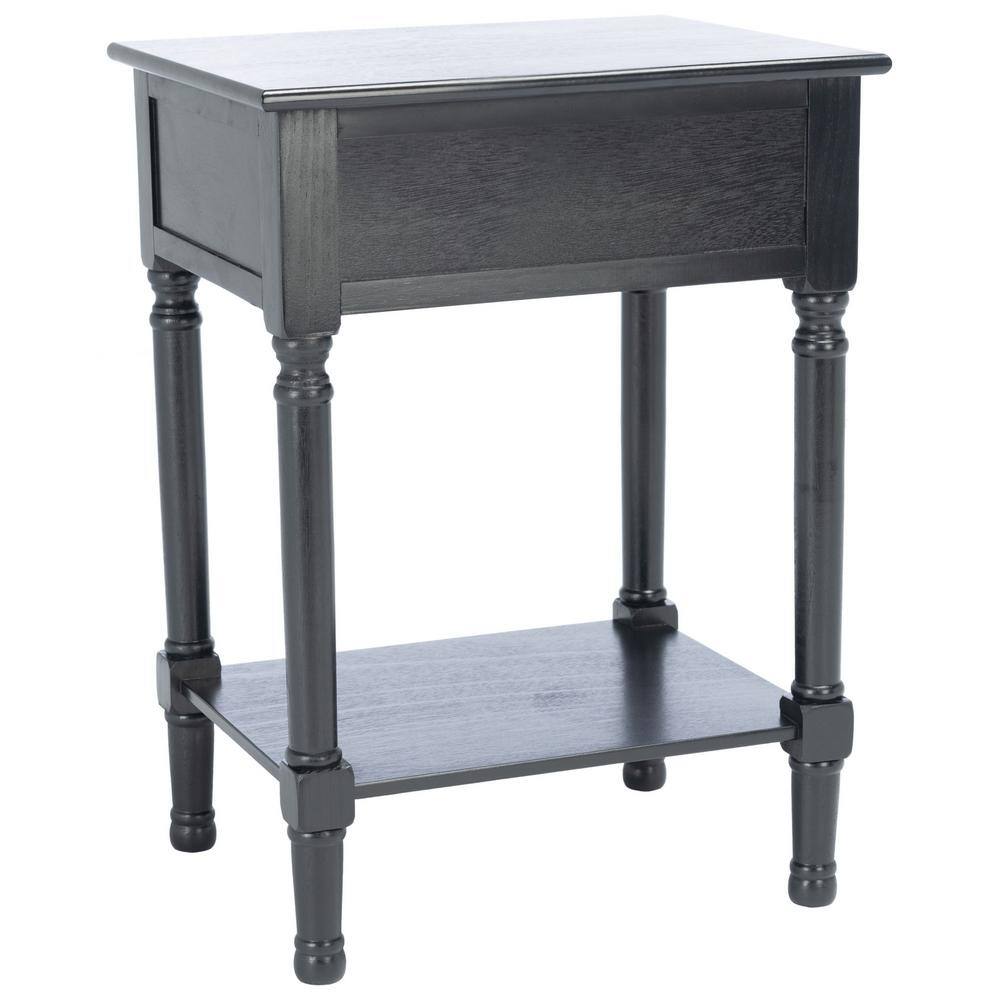 Halton Black Wood 22" Rectangular Accent Table with Storage