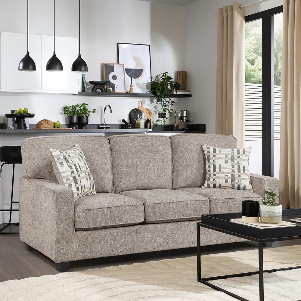 Zander 83.5 in. W Straight Arm Chenille Rectangle Sofa in Taupe price history on PriceWatchPro