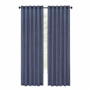Bedford 42 in. W x 84 in. L Front Tab Light Filtering Window Curtain Panel in Navy