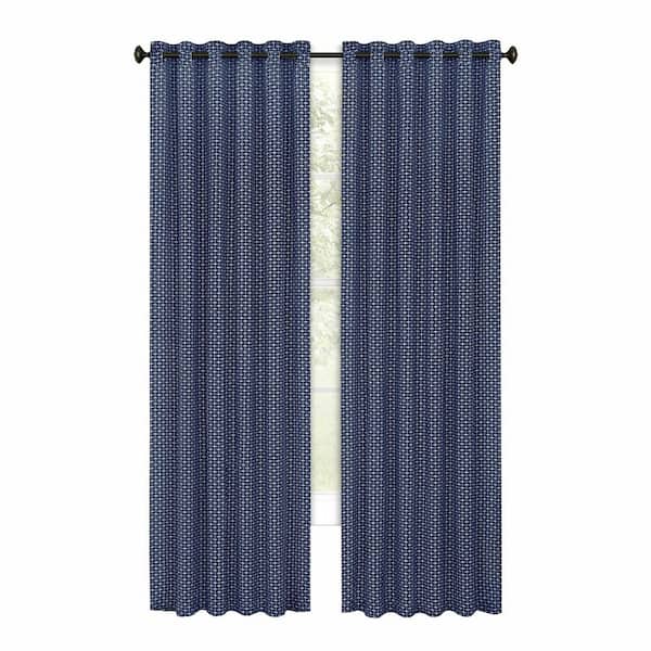 Bedford 42 in. W x 84 in. L Front Tab Light Filtering Window Curtain Panel in Navy