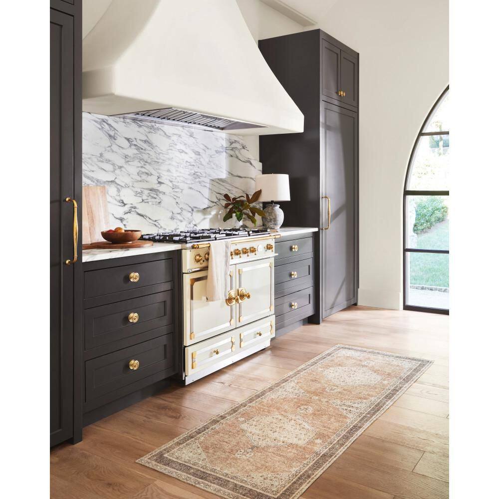 Gray and Beige Medallion Synthetic Runner Rug 2'7" x 7'3"