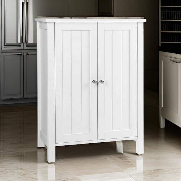 Benjara 31.5 in. White Bathroom Storgae Cabinet with 2 Shelves and 2 Doors