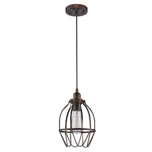Loft 1-Light Oil-Rubbed Bronze Pendant with Wire Shade