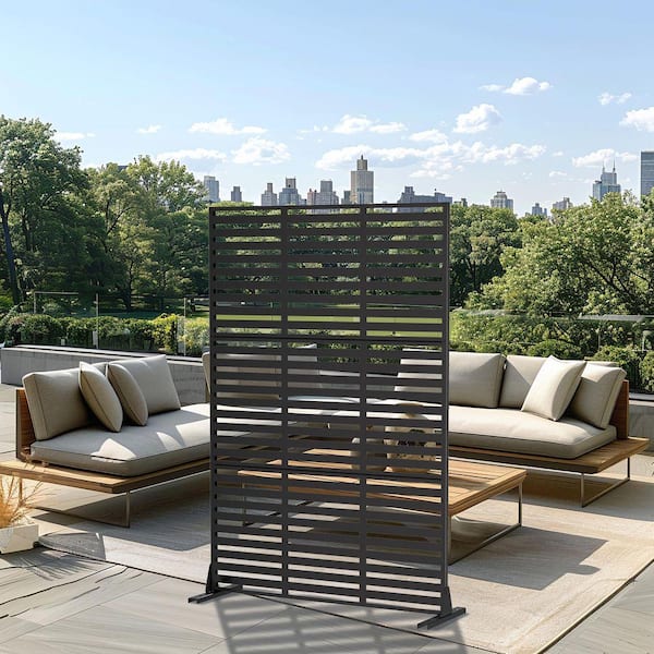 72 in. x 47 in. Black Outdoor Metal Galvanized Privacy Screen Fence Garden Panels