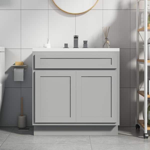 39 in. W x 21 in. D x 32.5 in. H 2-Doors Bath Vanity Cabinet Only in Gray - Unassembled