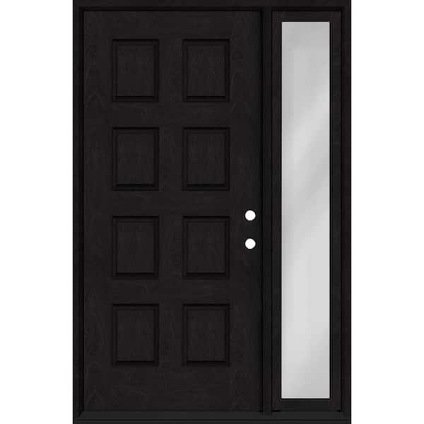 Regency 53 in. x 80 in. 8-Panel LHIS Onyx Stain Mahogany Fiberglass Prehung Front Door w/14in.Sidelite
