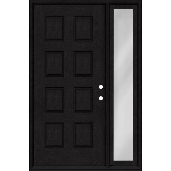 Regency 55 in. x 80 in. 8-Panel LHIS Onyx Mahogany Fiberglass Prehung Front Door w/16 in. SL w/ 6-9/16 Jamb