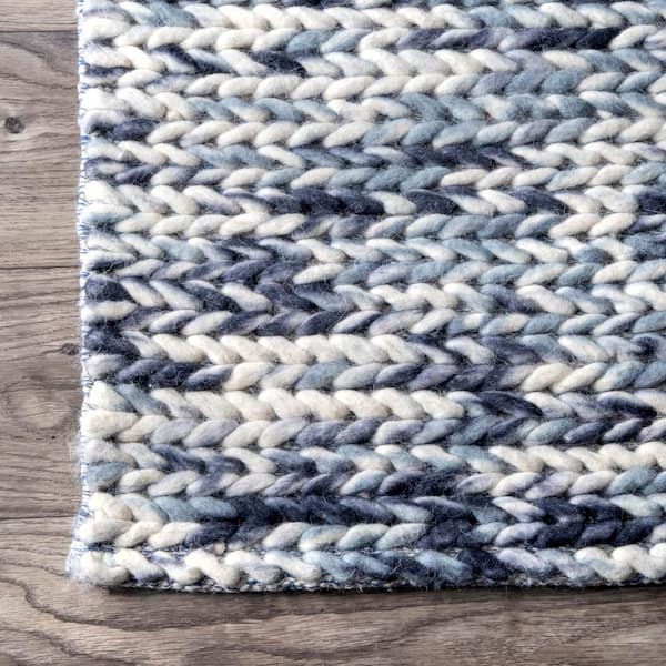 nuLOOM Caryatid Chunky Woolen Cable Blue 8 ft. x 10 ft. Area Rug CB01E-8010  - The Home Depot
