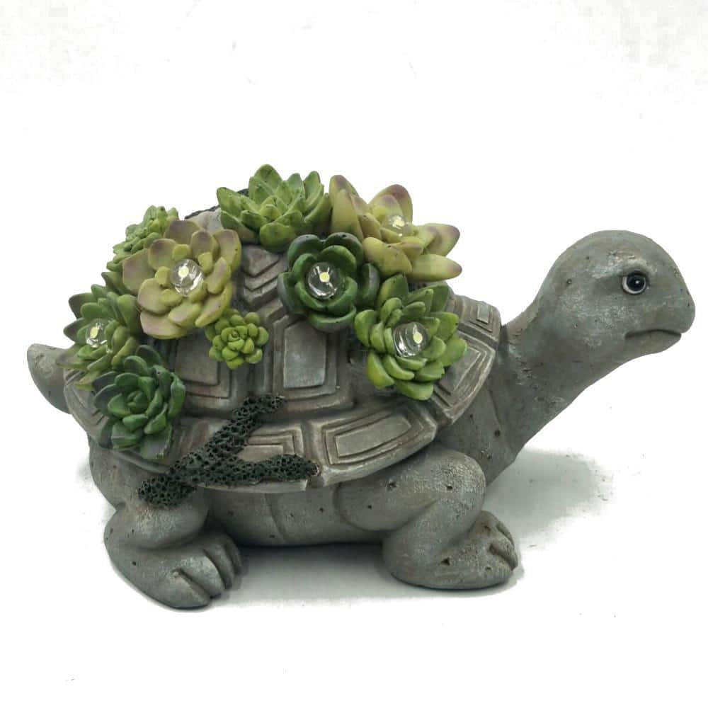 HunnyKome Solar Lighting Solar Powered Turtle 5-Light 7.6 in ...