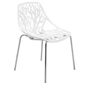 Asbury Modern Stackable Dining Chair With Chromed Metal Legs in White