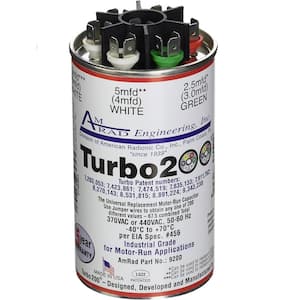 Turbo 200 2.5 MFD to 67.5 MFD Round Universal Motor Run Capacitor