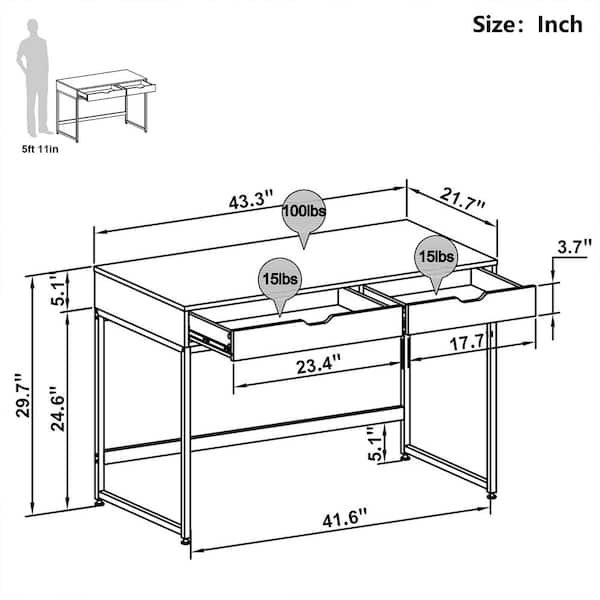 Bestier 63 in. Retro Grey Oak-Dark Computer Desk with Adjustable Storage  Shelves D226V-GRY - The Home Depot